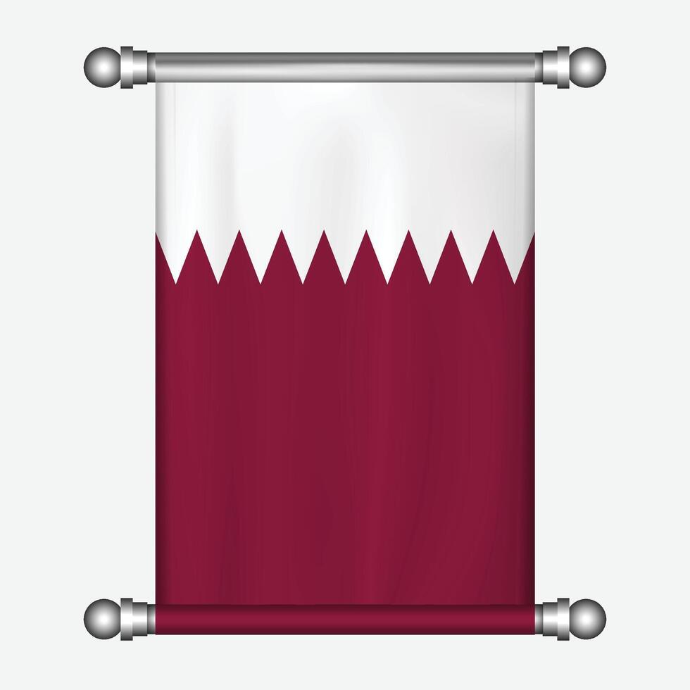 Qatar flag on a metal scroll vector