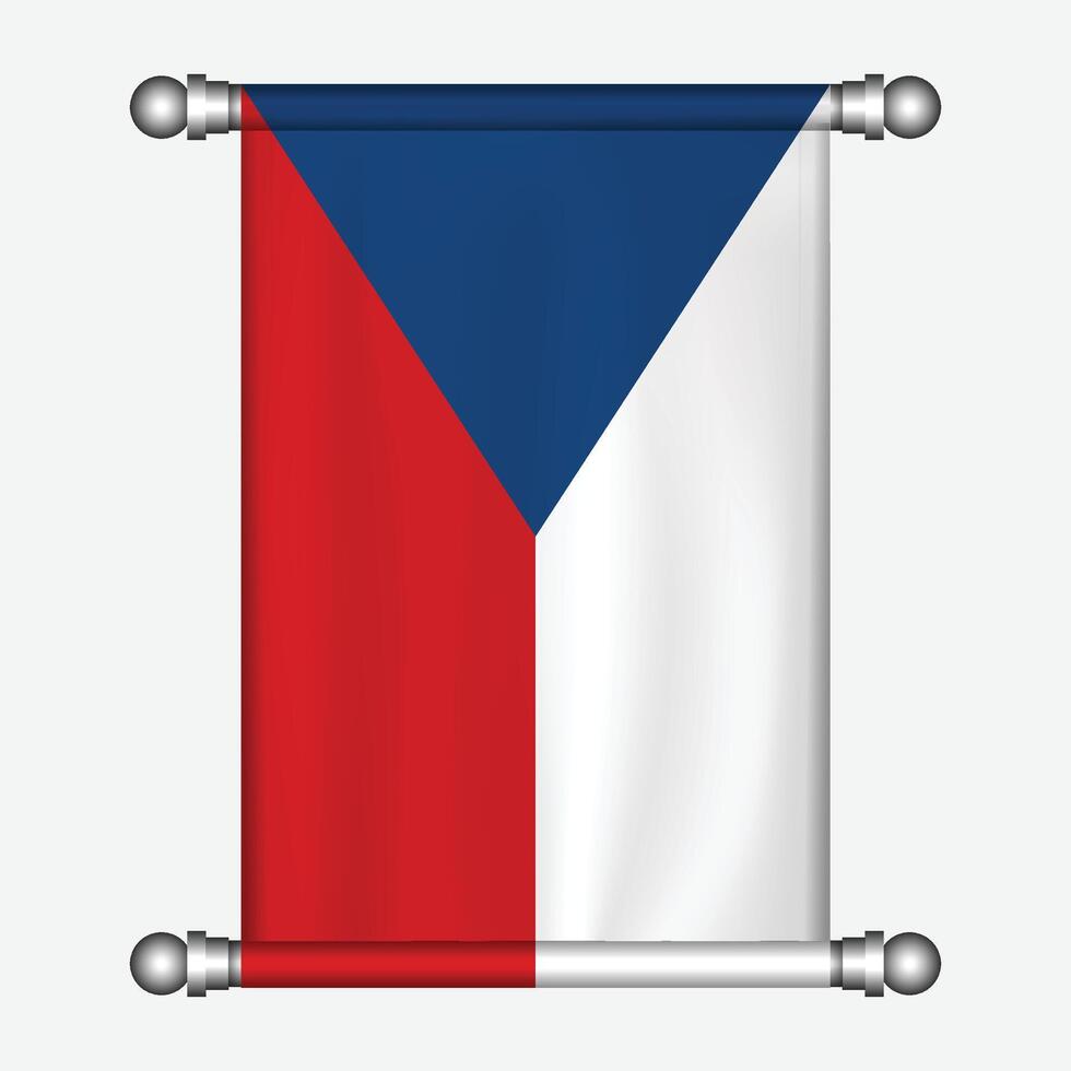The czech flag is hanging on a metal rod vector