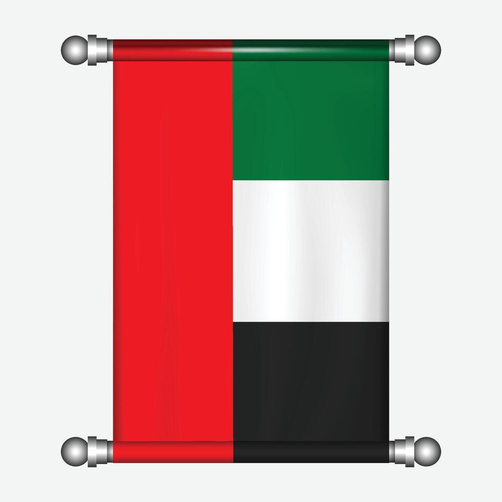 The uae flag is hanging on a metal rod vector