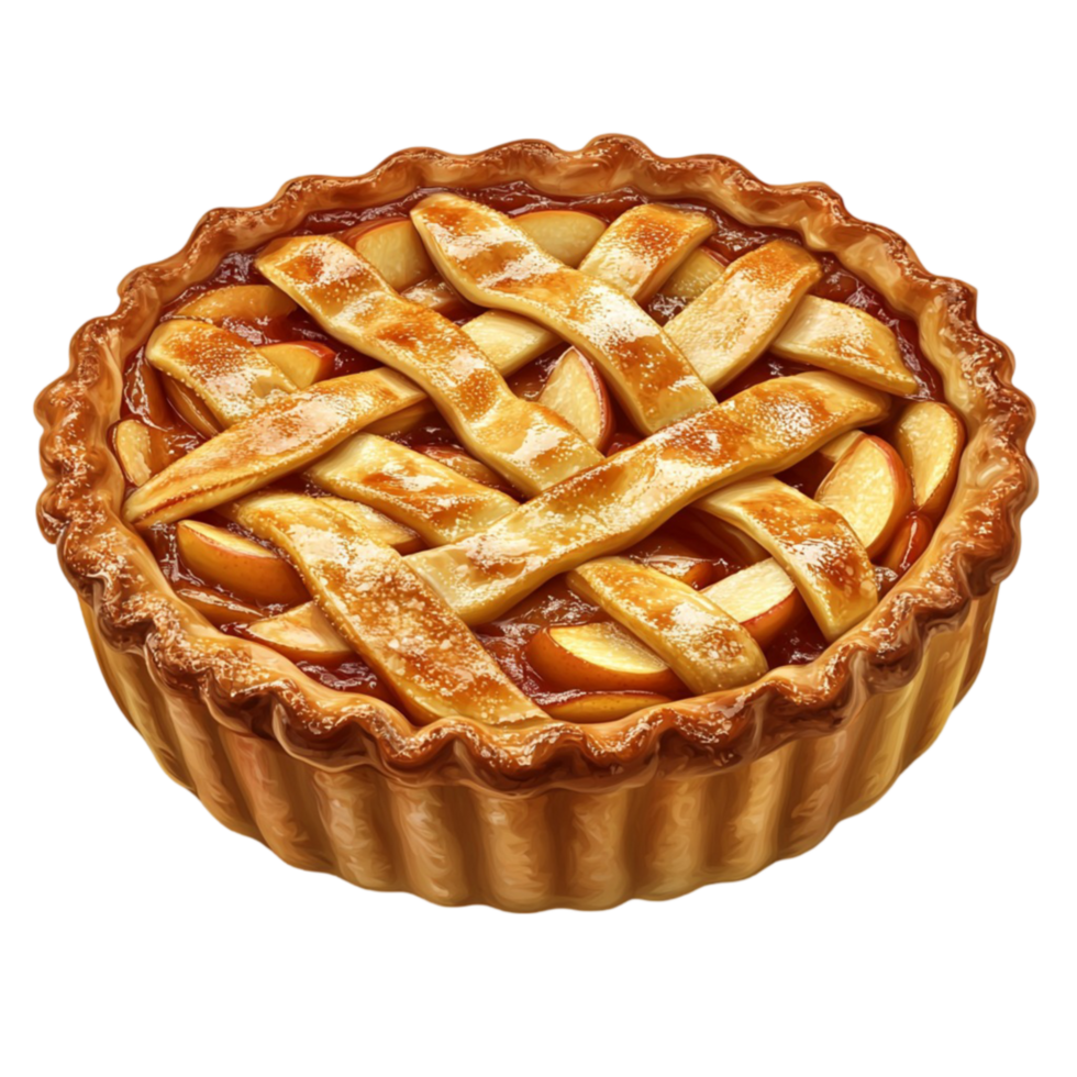 Lattice-Crust Apple Pie with a Golden Hue png