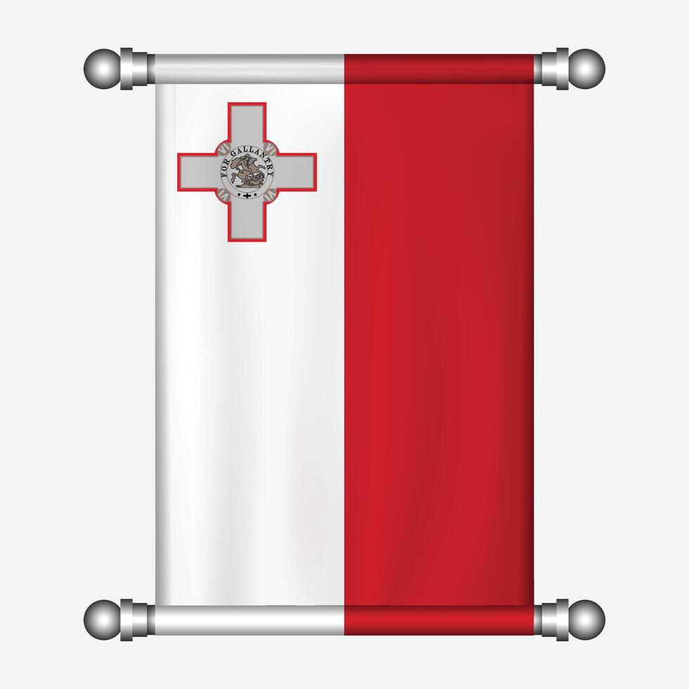 The flag of malta is hanging on a pole vector