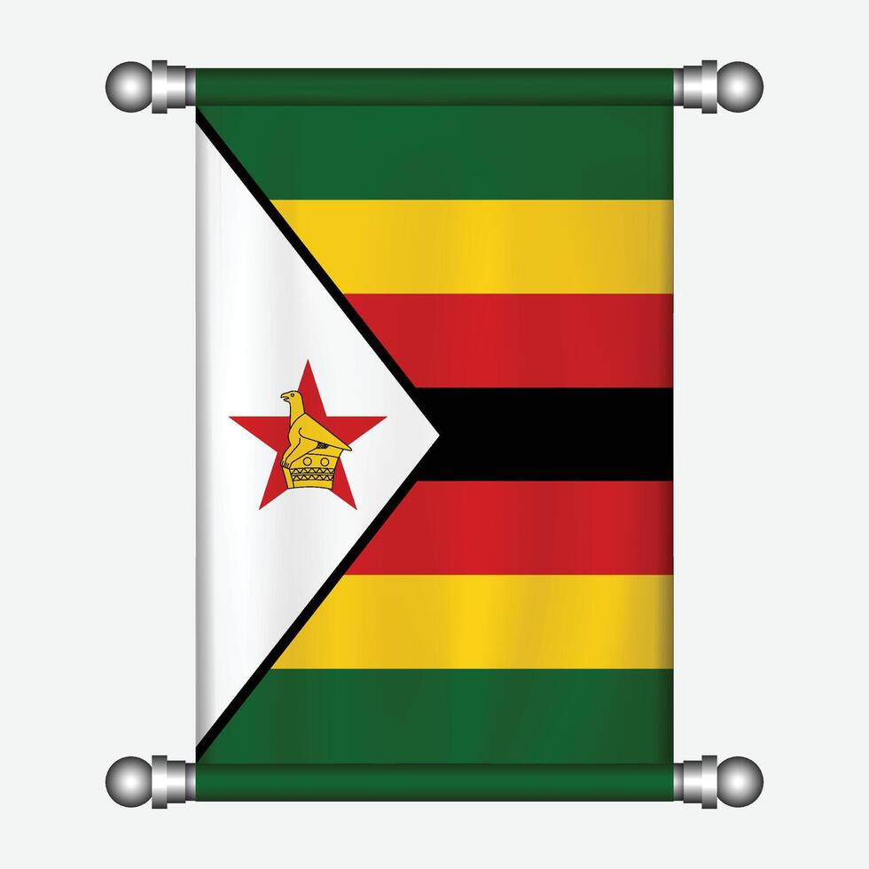 Zimbabwe flag on a metal pole vector