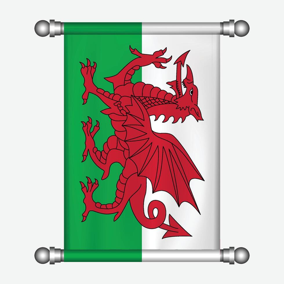 Wales flag with dragon illustration vector