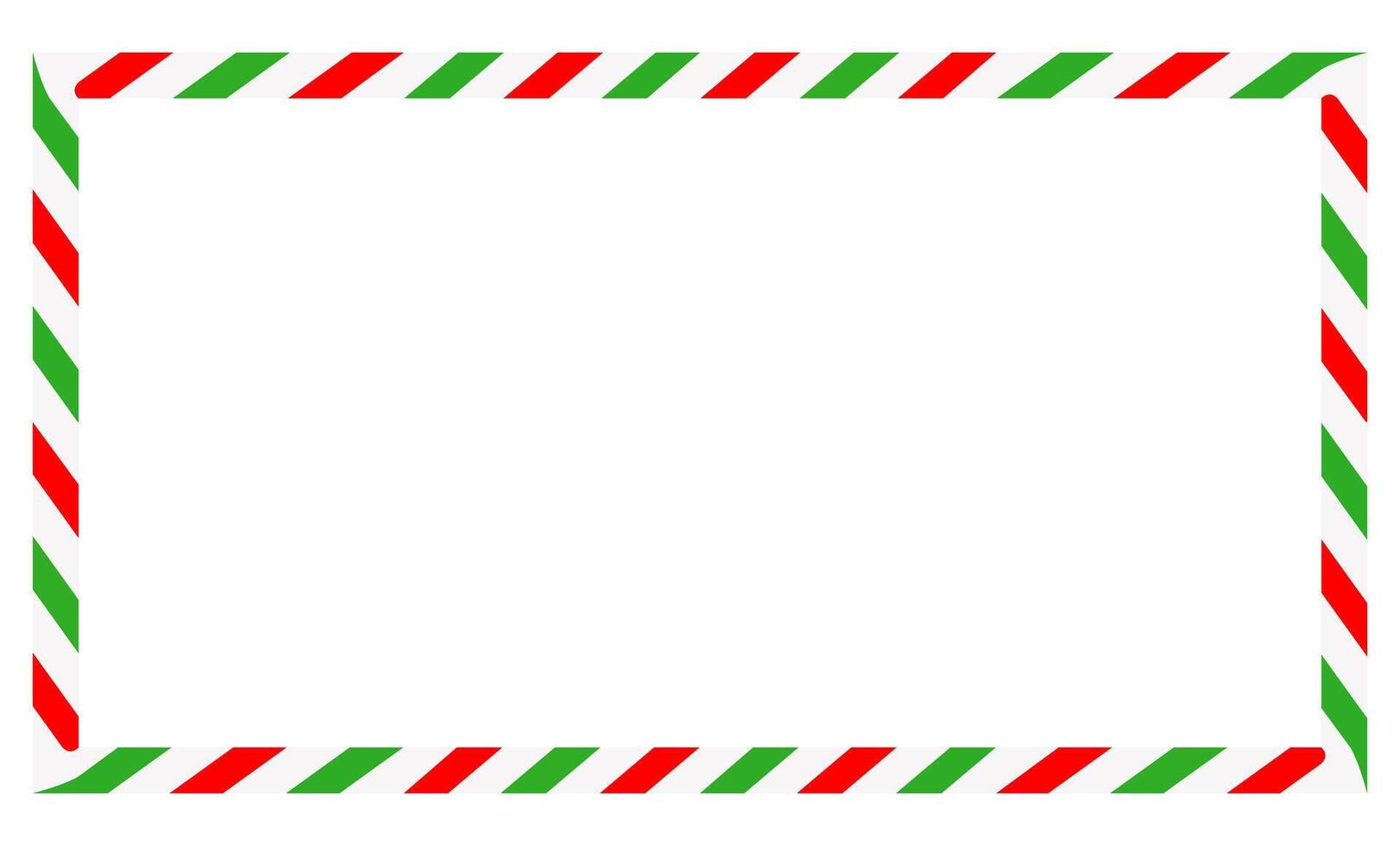 Candy cane rectangle frame. Ribbon with red, green and white stripes. Greeting card with New Year or Christmas decorating border vector