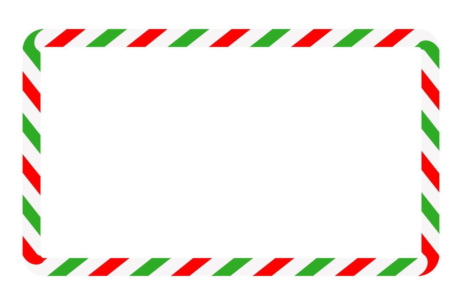 Candy cane frame. Christmas ribbon with red, green and white stripes. Greeting card with New Year or Christmas decor vector