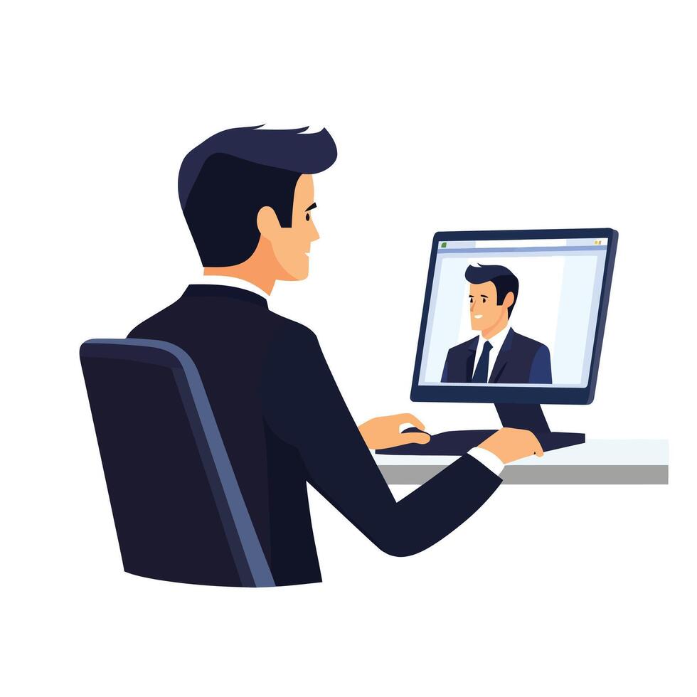 Modern Worker in a Tech-Driven Office Setting vector