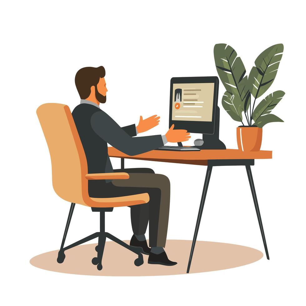 Efficient Work Environment with Computer Operator vector