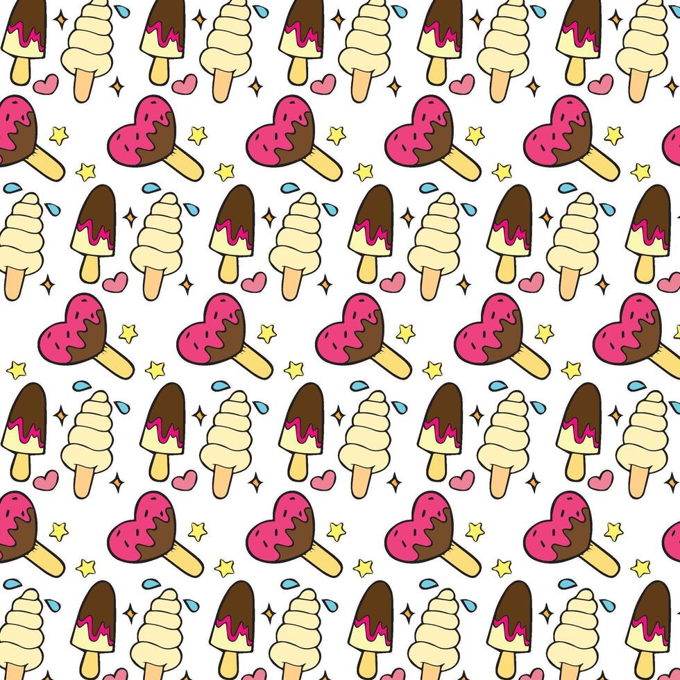 ice cream and hearts fabric by kawaii on spoonflower - custom fabric vector