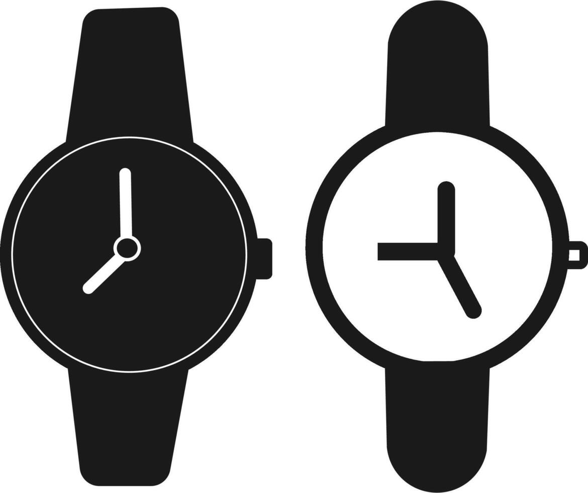 Two modern minimal designed wall clocks icon single, vector