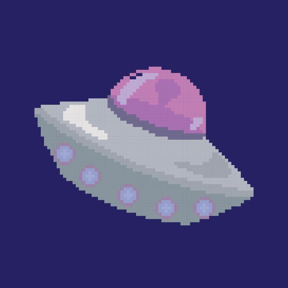 ufo plane pixel art, illustration on isolated background. vector