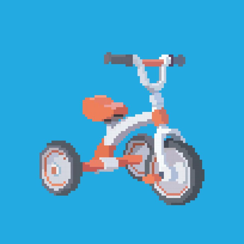 tricycle pixel art, illustration on isolated background. vector
