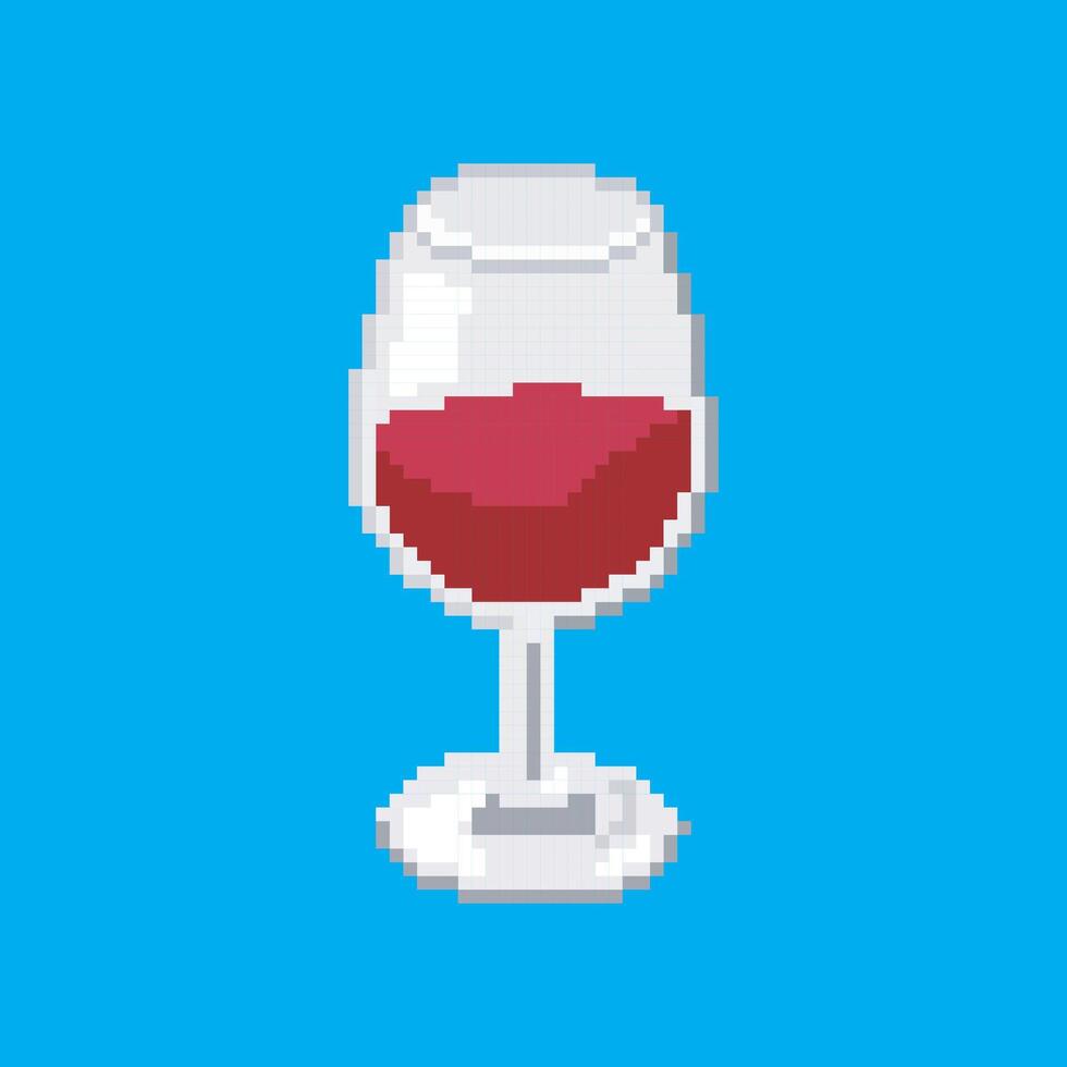 glass of wine pixel art, illustration on isolated background. vector