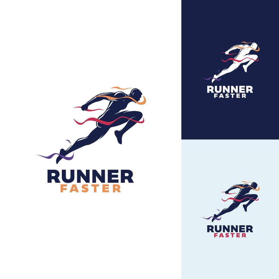 Running marathon, icon and symbol with ribbon vector