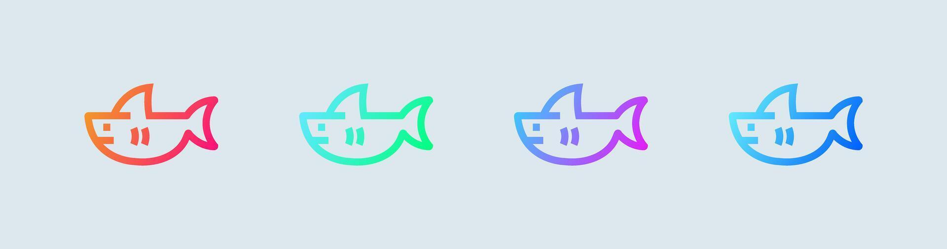 Shark line icon in gradient colors. Fish signs illustration. vector