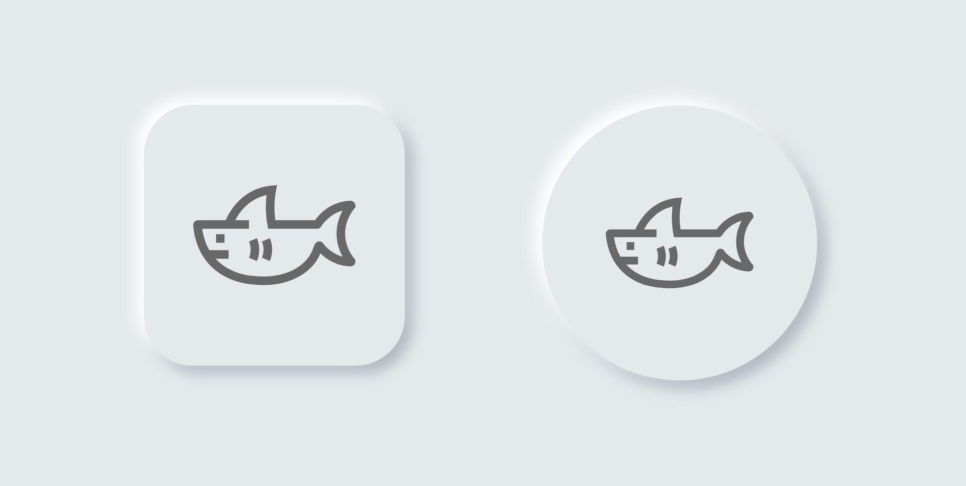 Shark line icon in neomorphic design style. Fish signs illustration. vector
