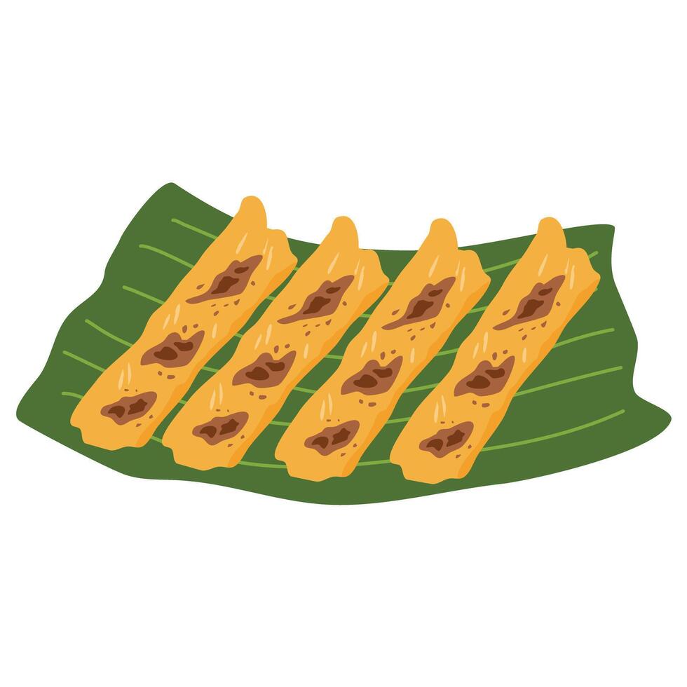 Banana Lumpia Turon with Coconut Caramel Sauce vector