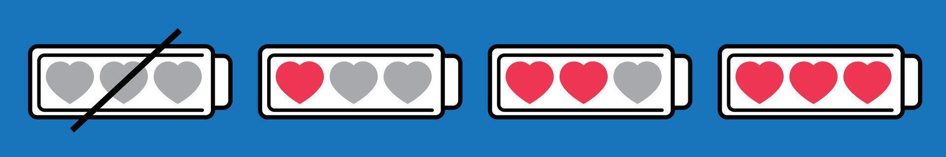 Heart battery love energy empty to full illustration graphic vector