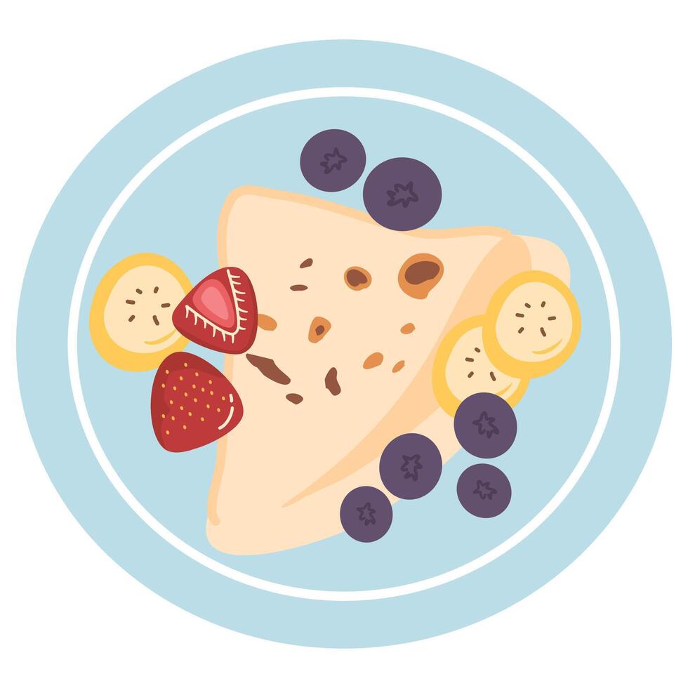 classic French crepes fruit illustration vector