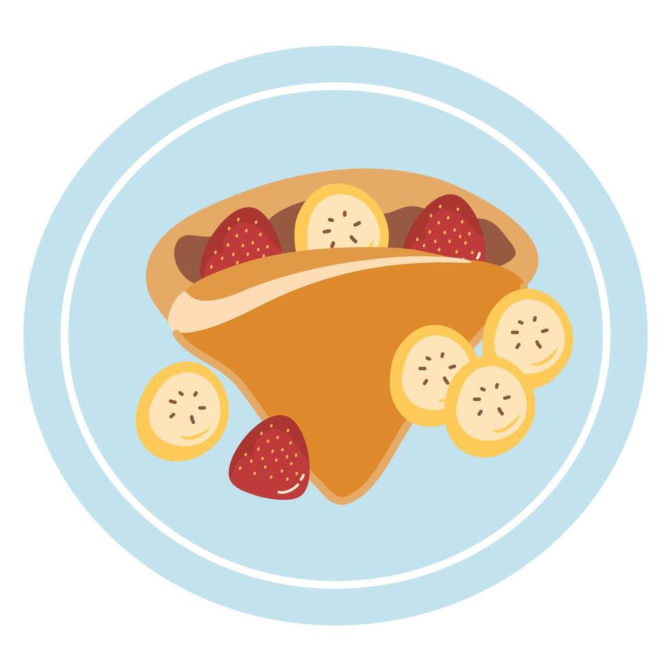 Crepes Stuffed with Strawberries and Bananas illustration vector