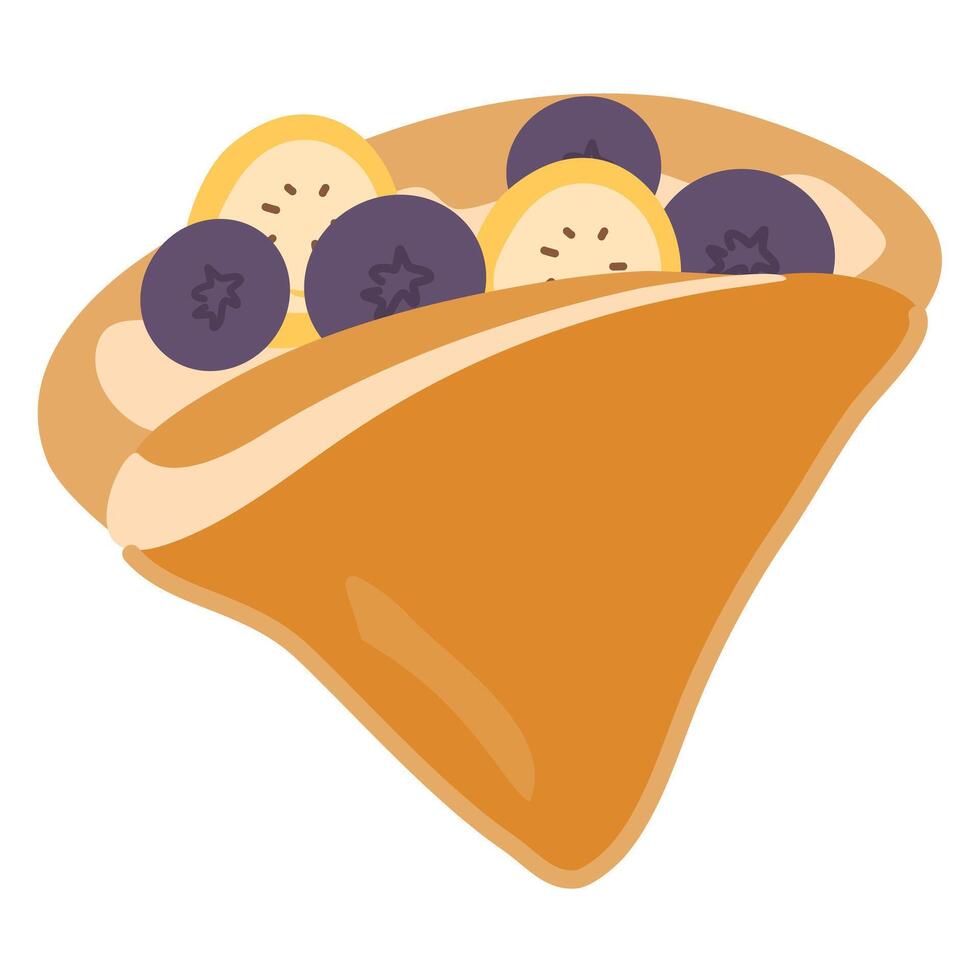 Crepes with fresh blueberries illustration vector