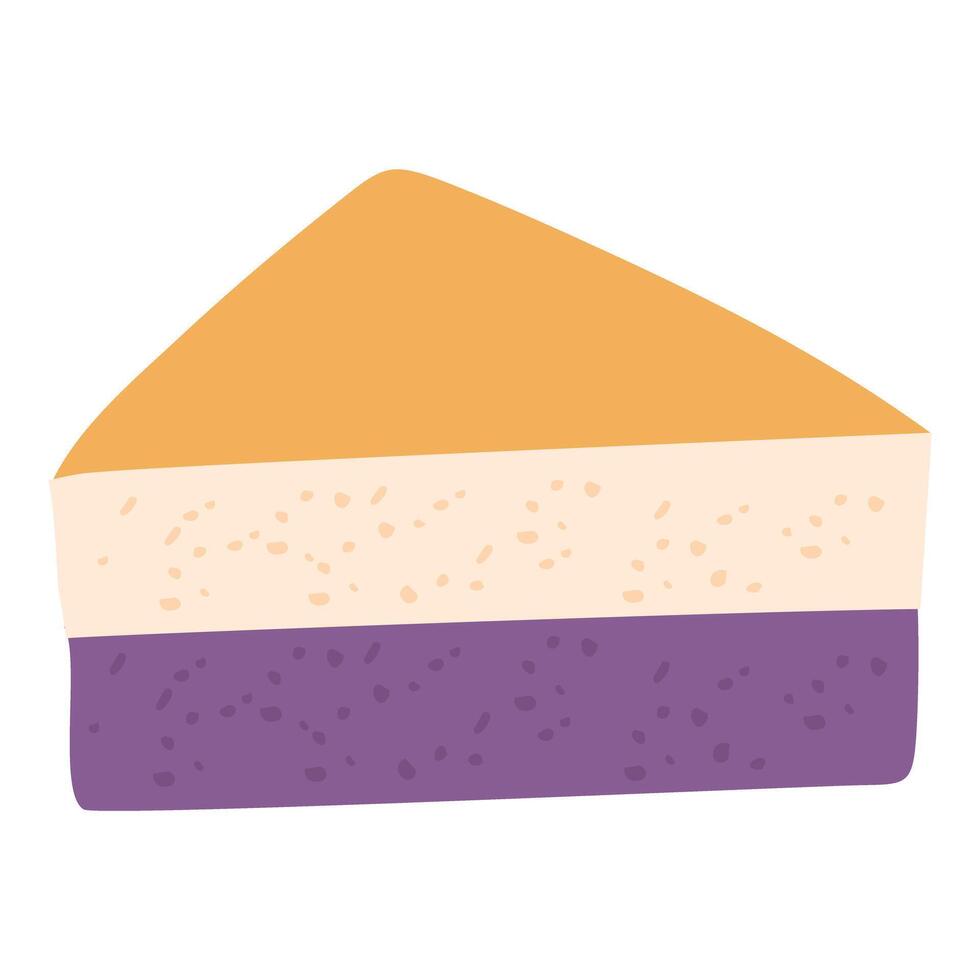 Filipino dessert called ube leche flan cake vector