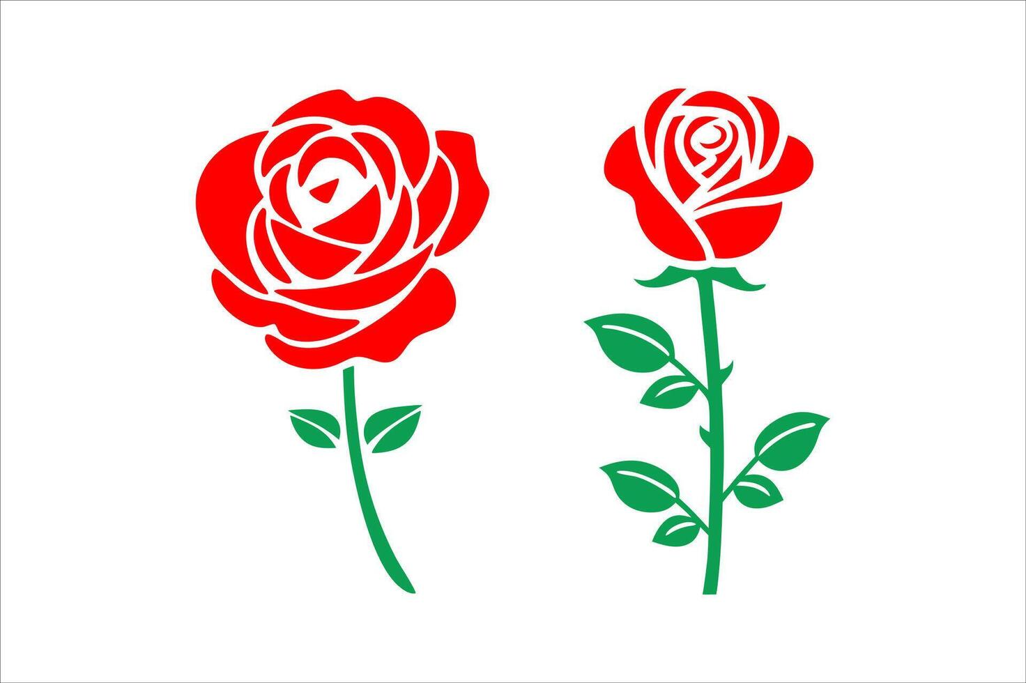 red rose on white, rose simple flower icon art illustration vector