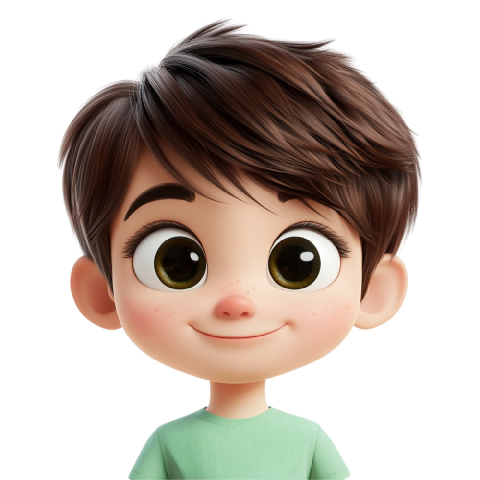 Cartoon Boy with Green Shirt On Transparent Background png