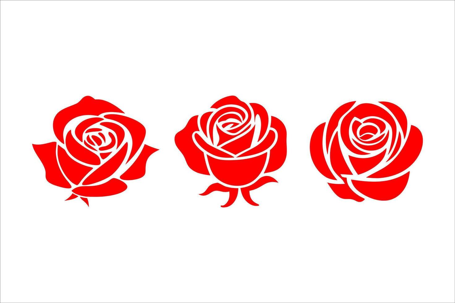 rose flower art isolated on white, rose simple flower icon art illustration vector