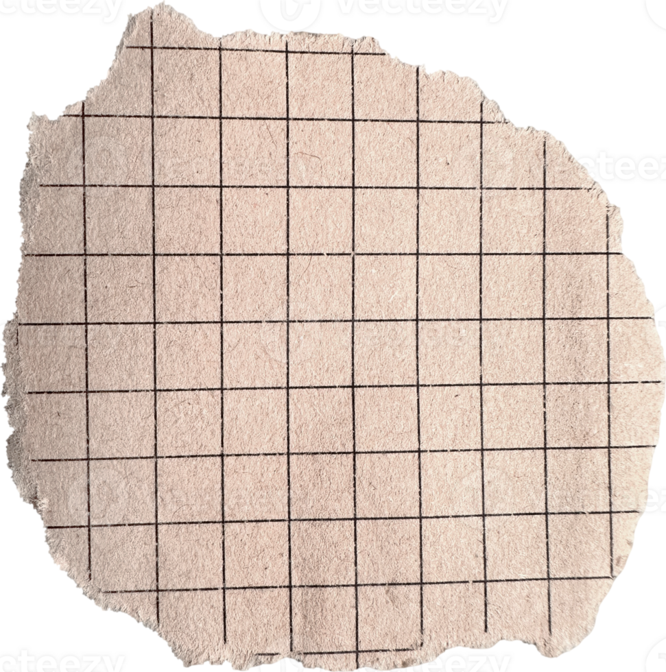Beige Ripped Checkered Paper Piece png