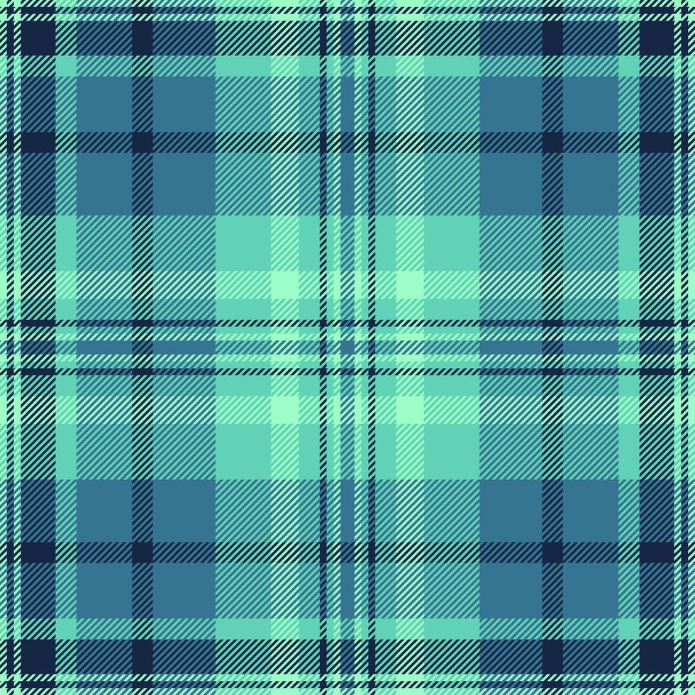 Outline fabric check plaid, floor tartan texture textile. Quilted seamless pattern background in cyan and teal colors. vector