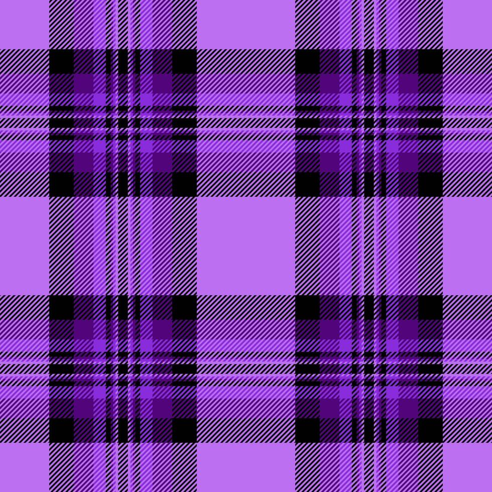 Intricate tartan check , production fabric pattern seamless. Layout background plaid texture textile in violet and black colors. vector