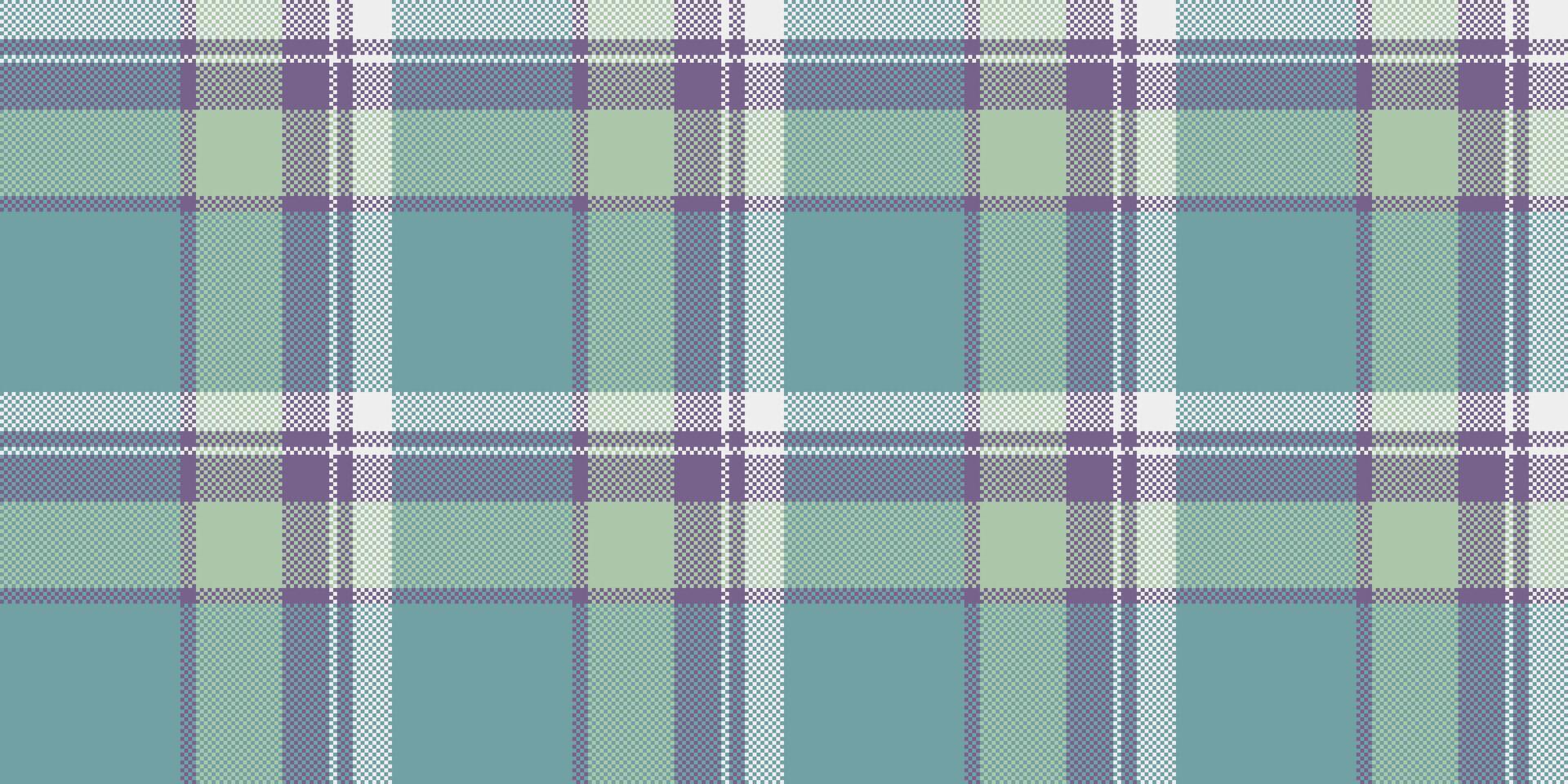 Down background plaid textile, rustic seamless check texture. Custom tartan pattern fabric in cyan and pastel colors. vector