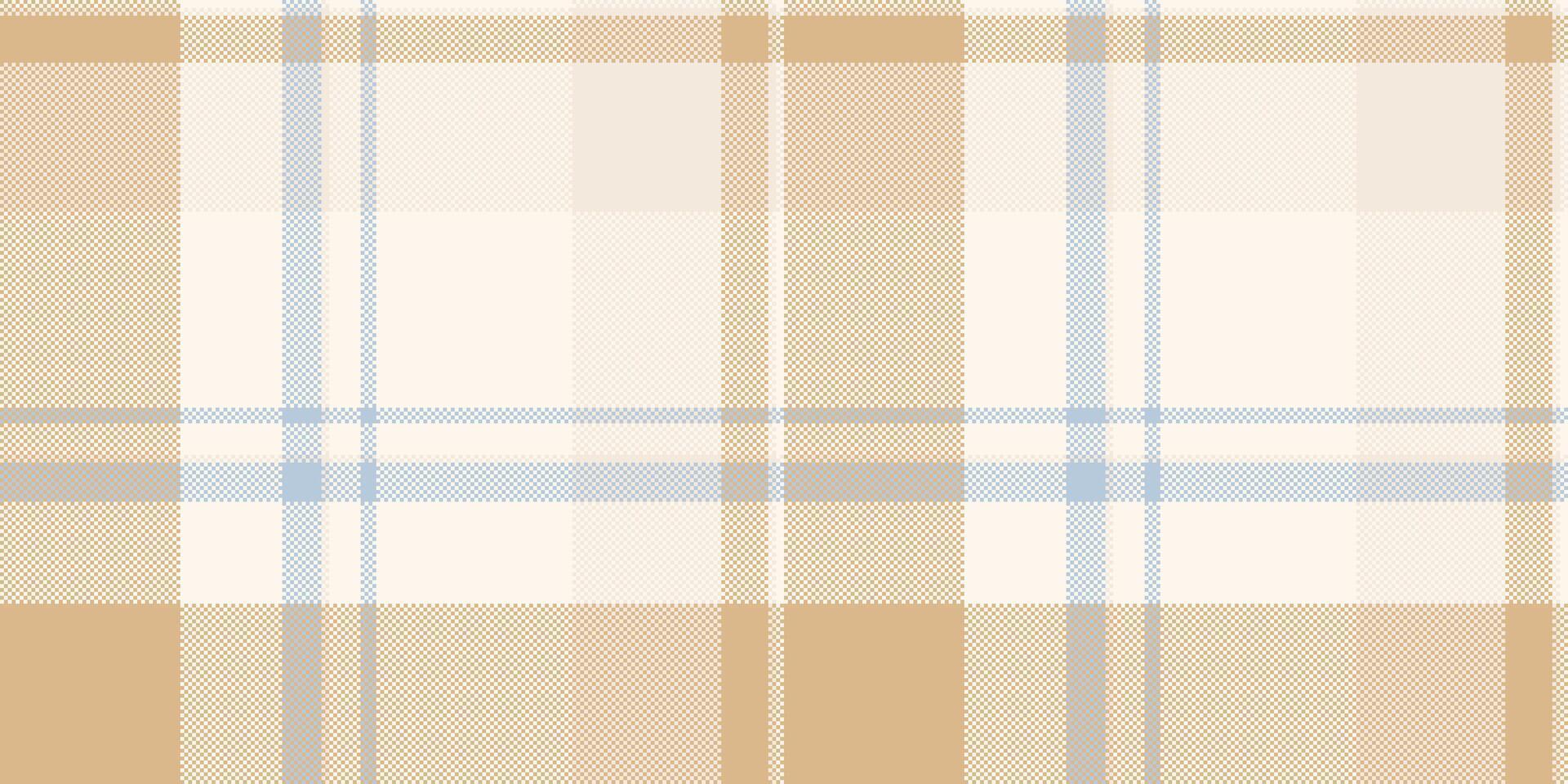 Cotton textile fabric , strong pattern check background. Lined tartan plaid seamless texture in sea shell and light colors. vector