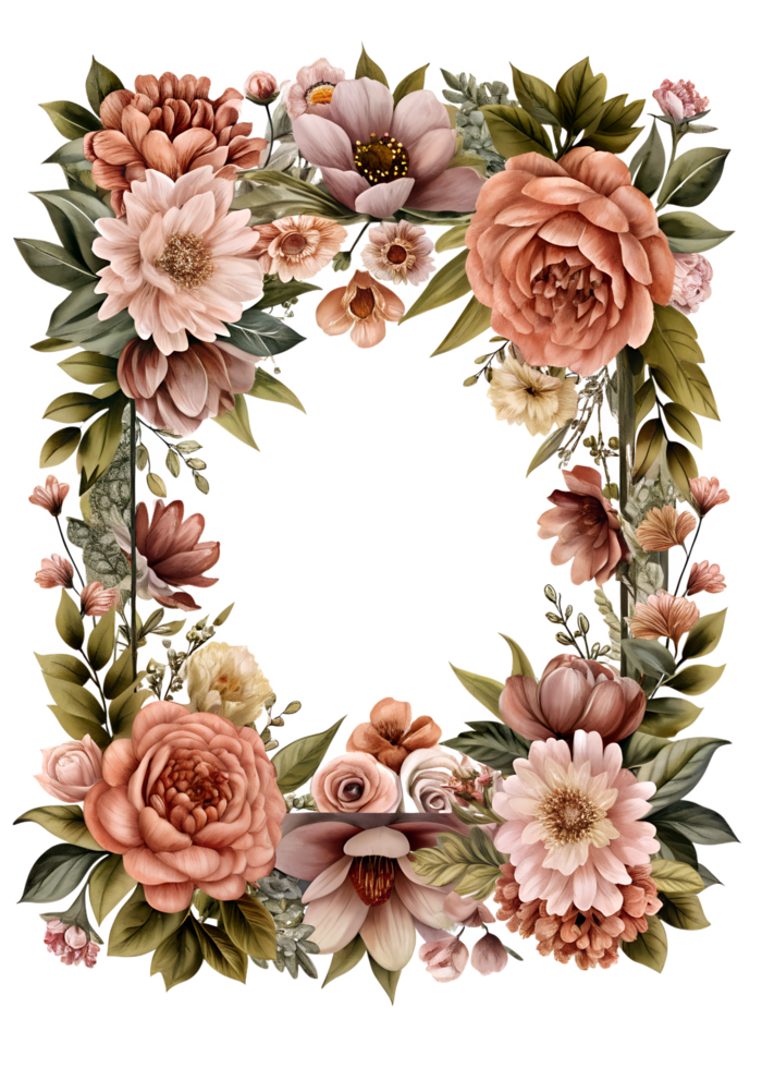 Floral frame transparent for card design png