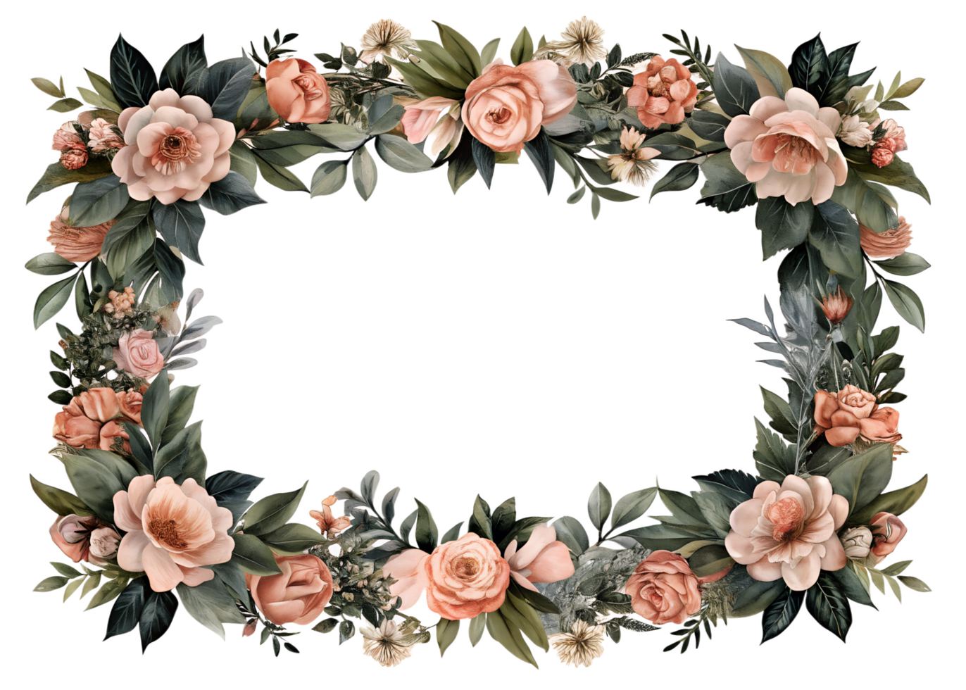 Vintage floral border design png