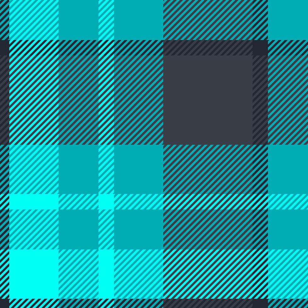 Magazine textile check seamless, layer texture tartan pattern. Garment background fabric plaid in dark and cyan colors. vector