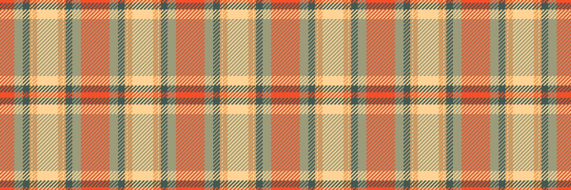 Soft tartan background fabric, manufacturing seamless plaid check. Card texture textile pattern in pastel and amber colors. vector