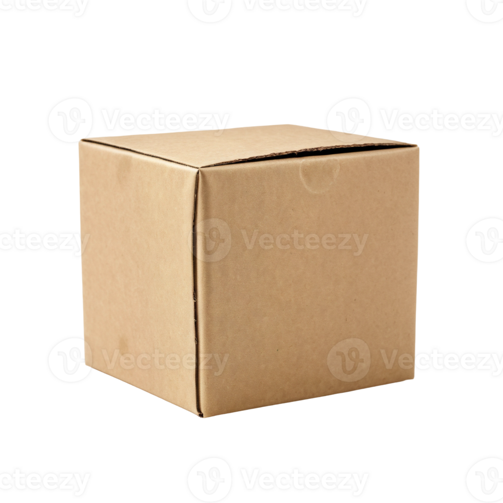 Plain Cardboard Box on Transparent Background png