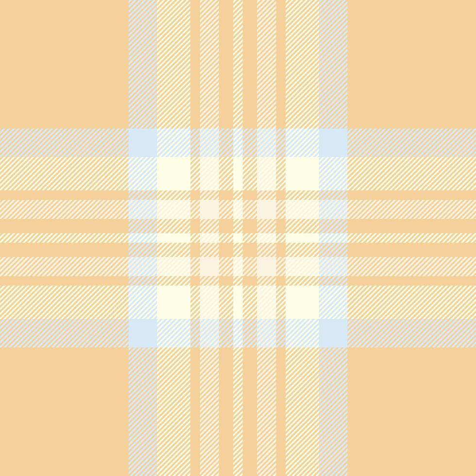 Indoor pattern fabric texture, warmth textile check plaid. Artwork seamless background tartan in amber and light yellow colors. vector