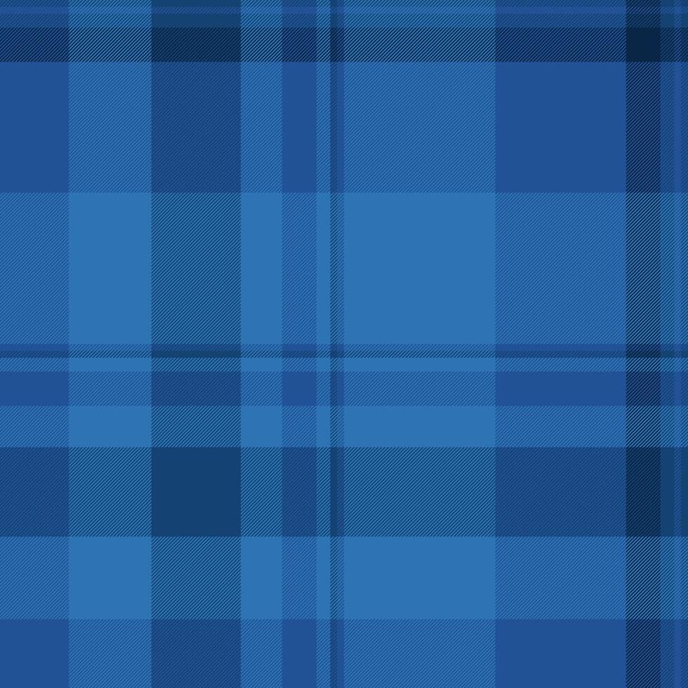 Wide check texture, nyc tartan pattern seamless. Identity fabric textile background plaid in blue and cyan colors. vector