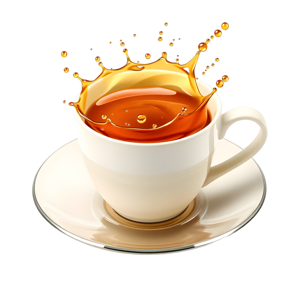 A cup of tea with a splash of liquid png