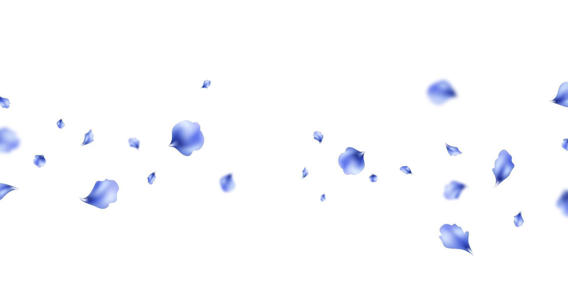 Pastel blue flower petals fall on an abstract floral background with a beautiful petal greeting card design. illustration vector