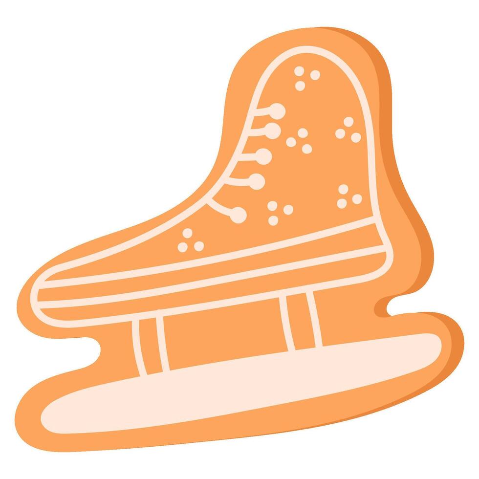Christmas Gingerbread Cookie. Winter biscuits in skates shape. vector
