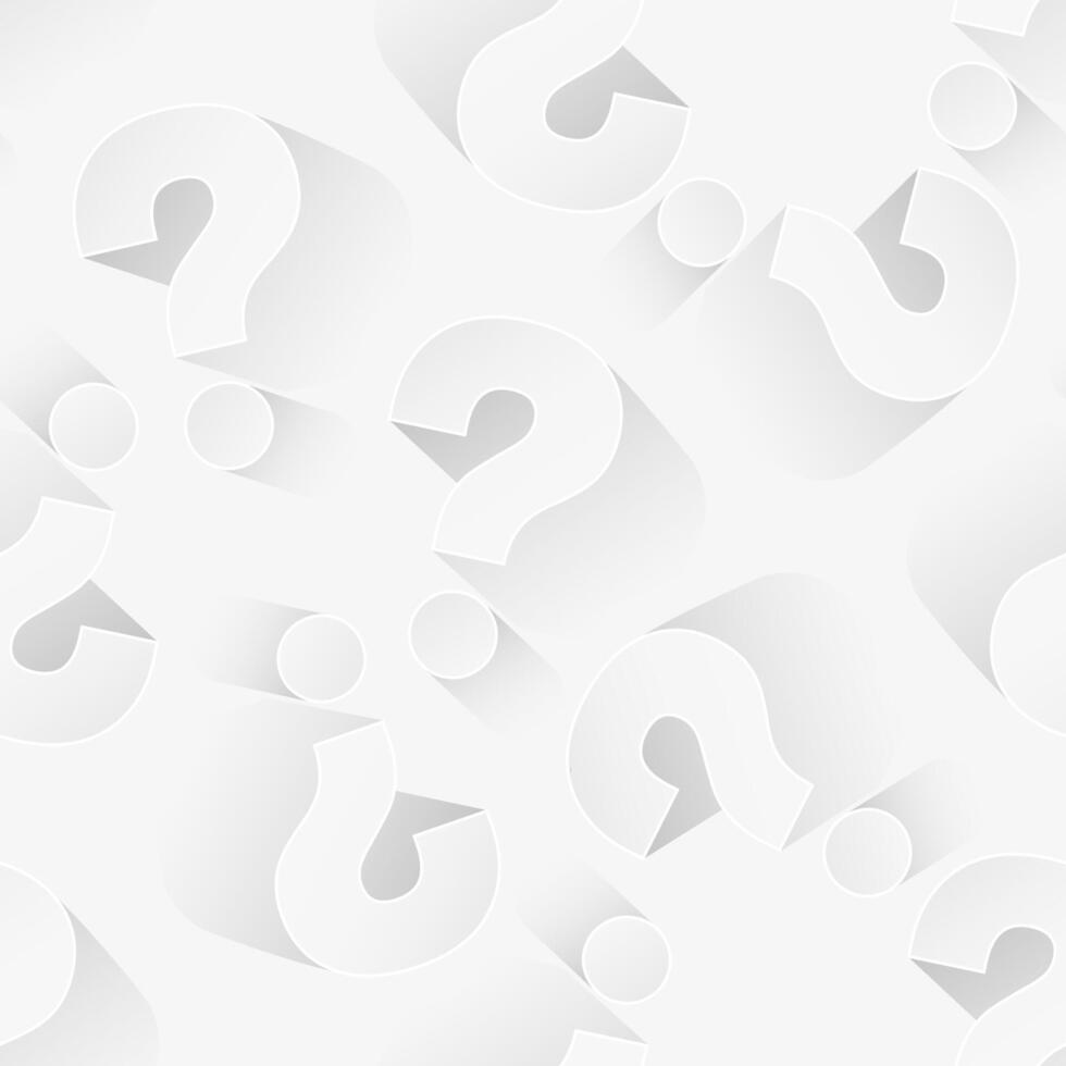 Seamless pattern with question mark on light background. Repeating texture. Dark simple question on white sample background. Repeated modern wallpaper guess for design prints. Repeat swatch. vector