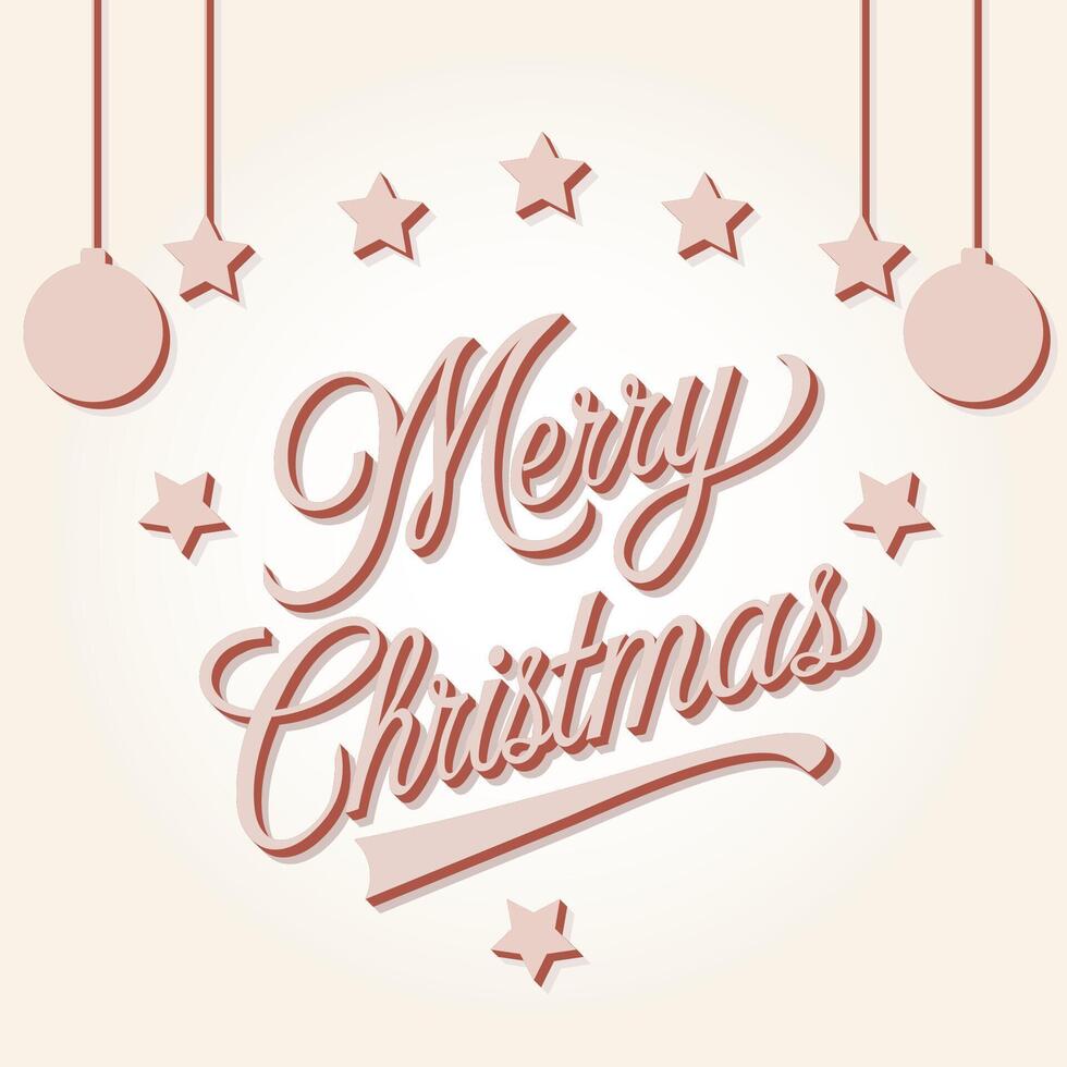 Merry Christmas lettering with baubles vector