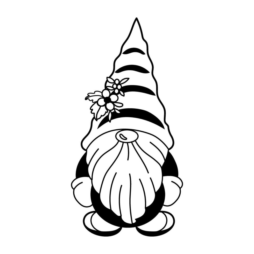 Dwarf illustration with festive hat and floral decoration vector