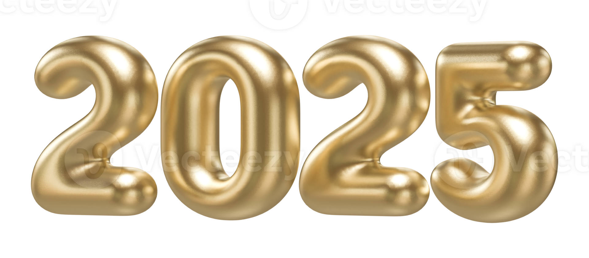 New Year 2025 Gold Number 3D png