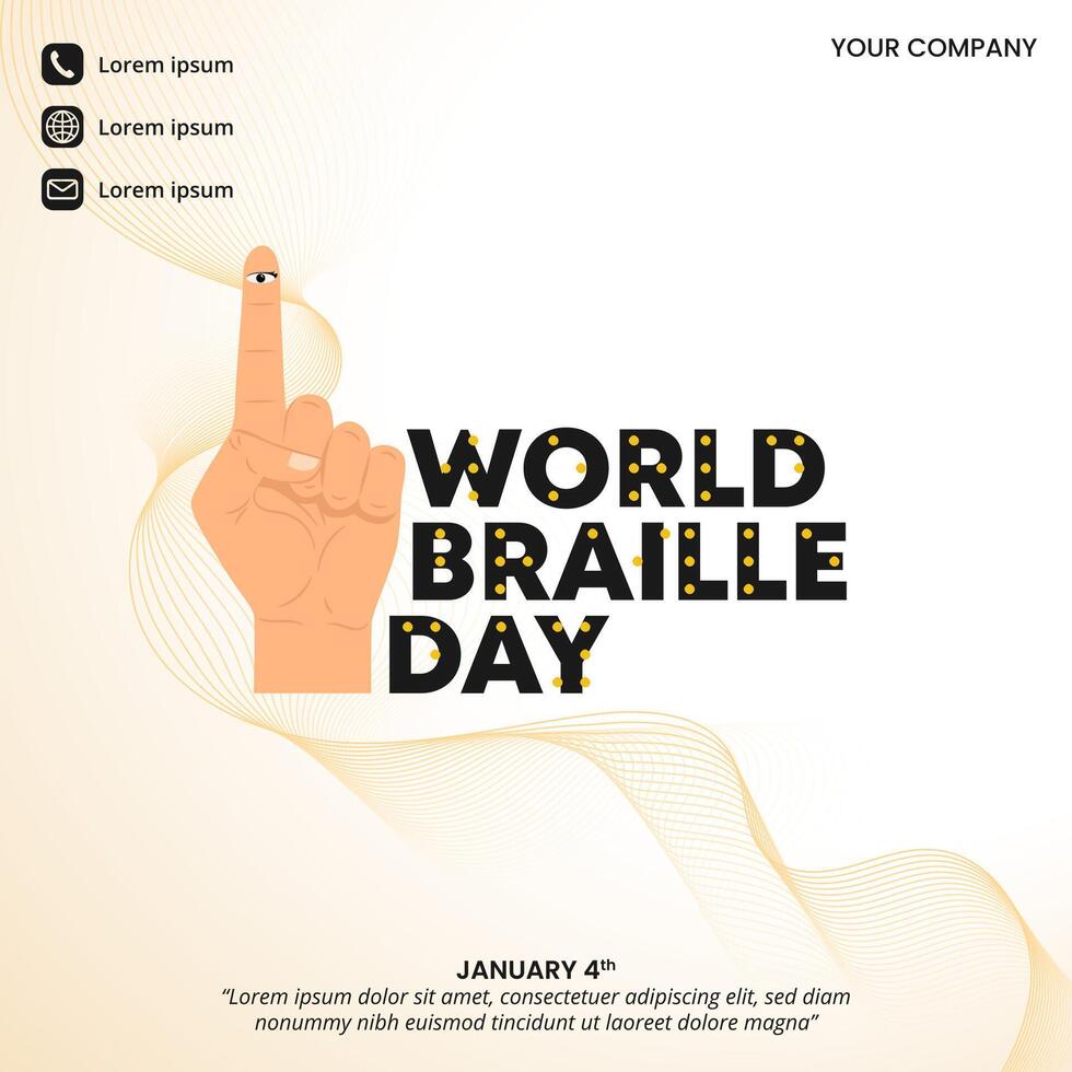 World Braille Day background with a finger has an eye vector