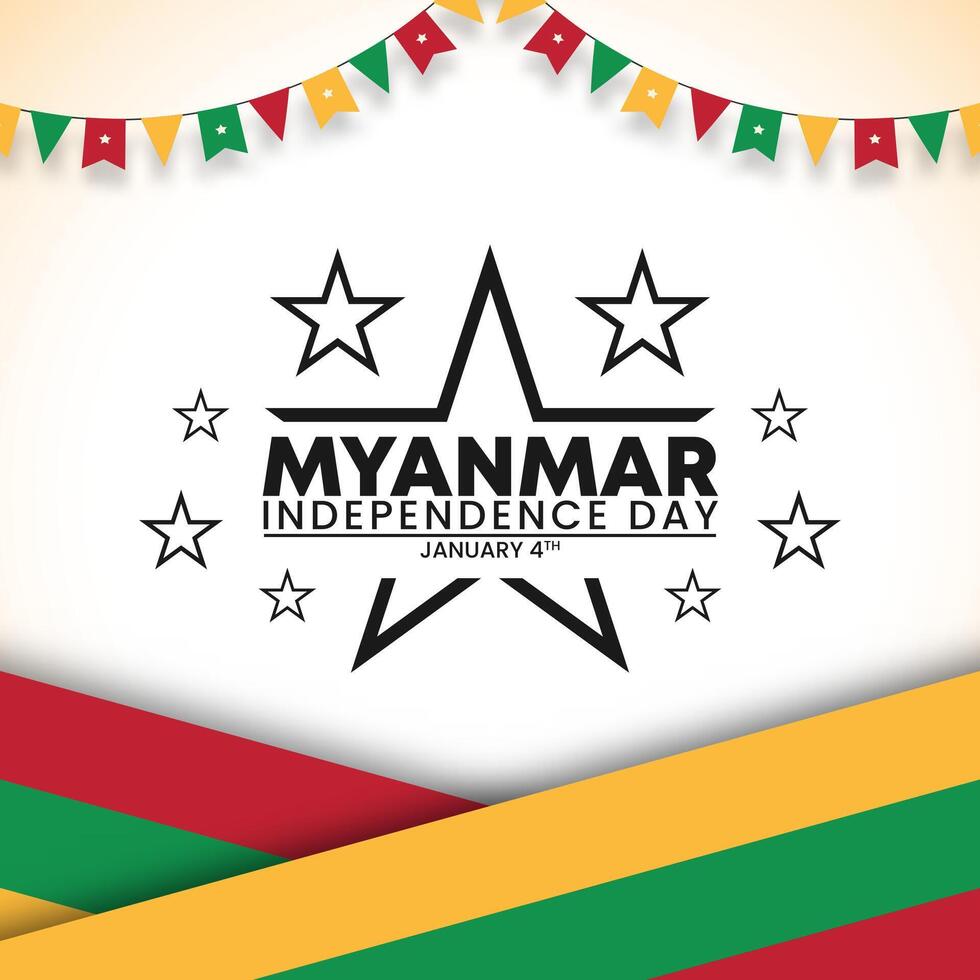 Myanmar Independence Day background with flag decoration vector