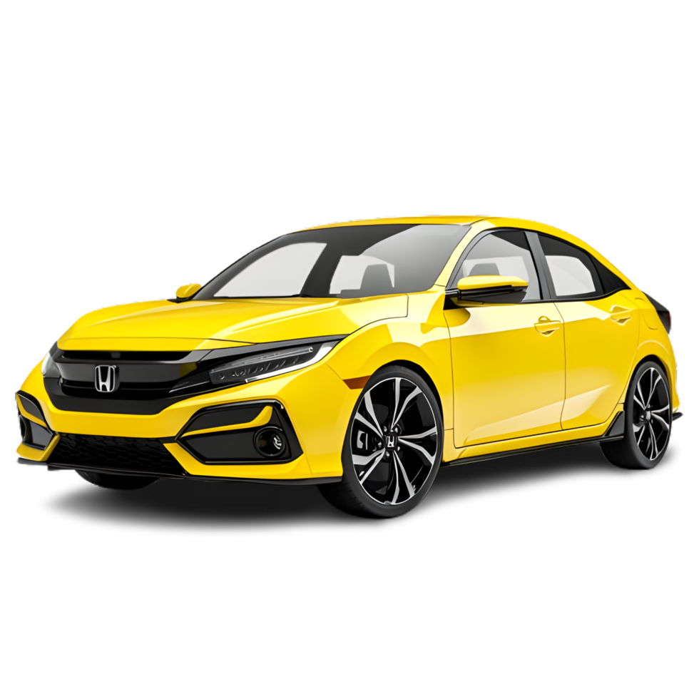 A Yellow car on a transparent background png